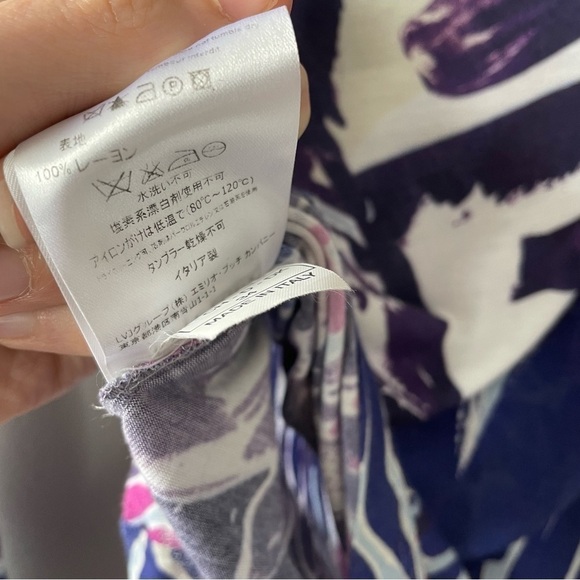 [4] Emilio Pucci Womens Purple & Blue Funky Pattern Long Sleeve 100% Viscose Top - Picture 9 of 11